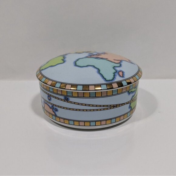 Tiffany Company Globe Trinket Box With Gold Trim - Picture 2 of 12